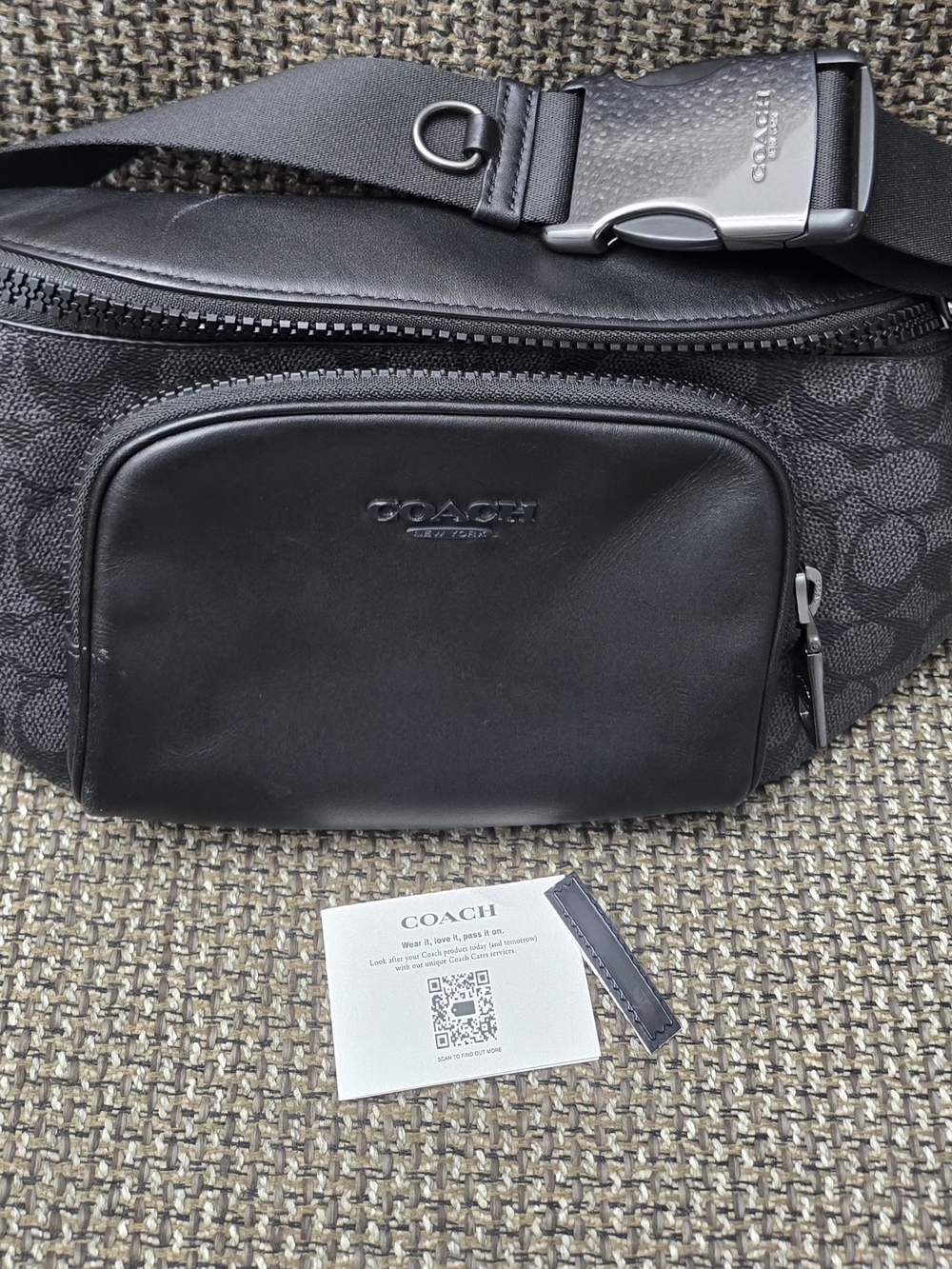 Coach Men's Black Signature Belt Bag